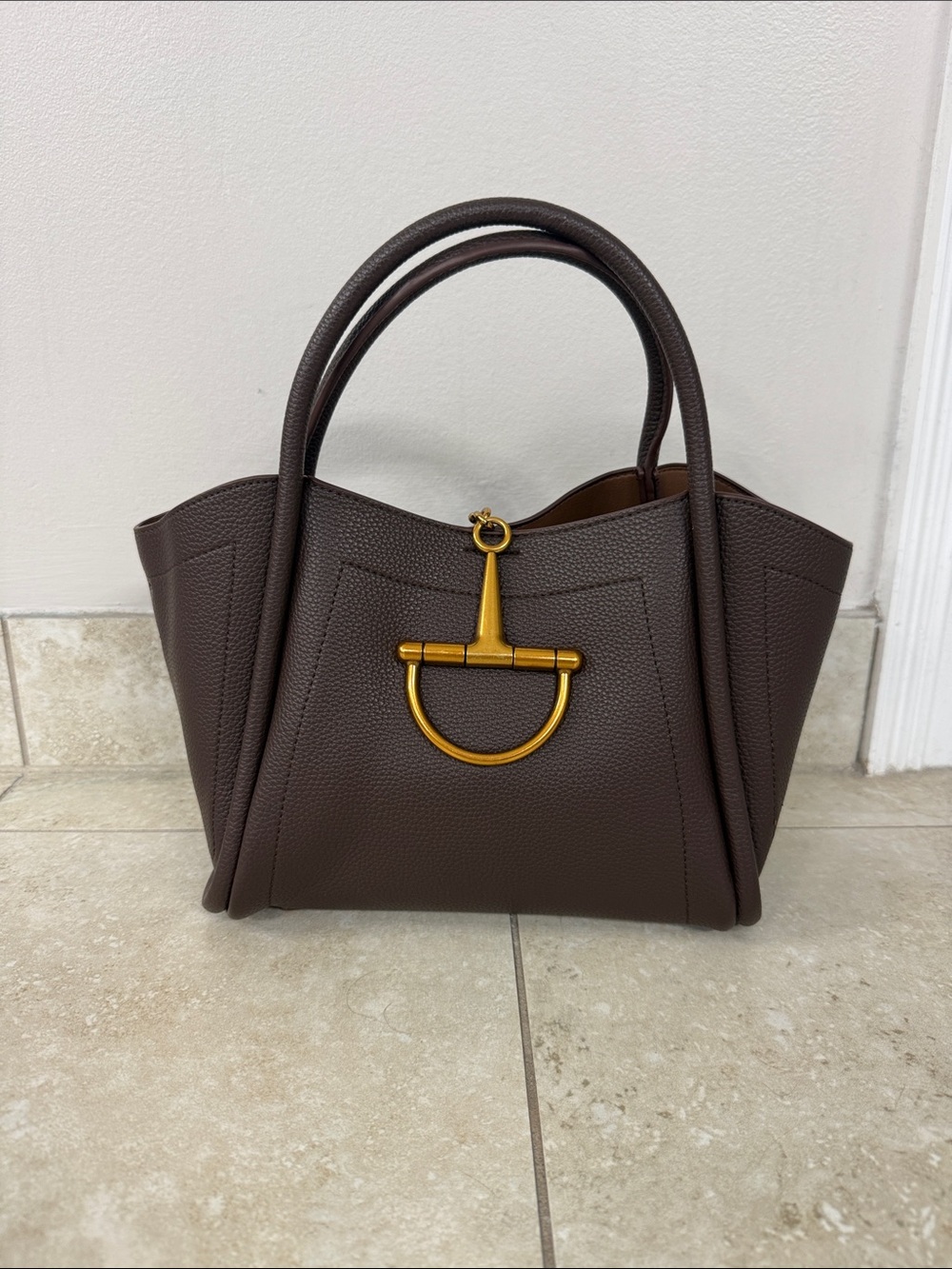Austin Blaze for Steven DannBrown Leather Tote/crossbody with Gold Hardware